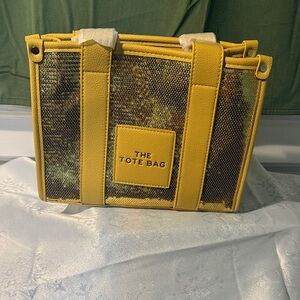 Yellow Tote Bag with Patterned Design